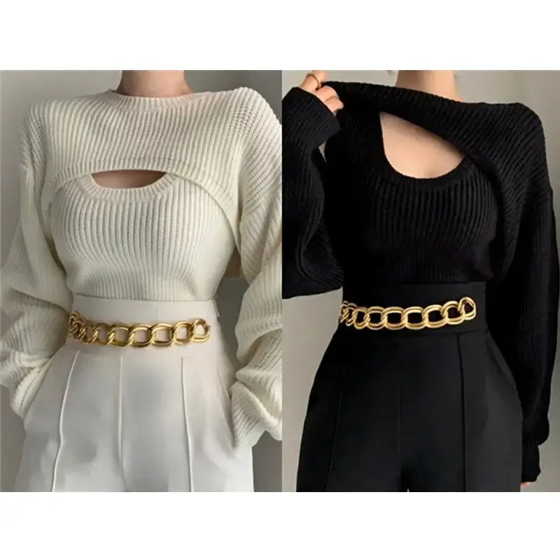 Pullover Short Sweater Two-piece Set