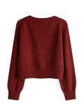 Skew Button Cardigan V-neck Sweater Women Knitted Long - Norellé