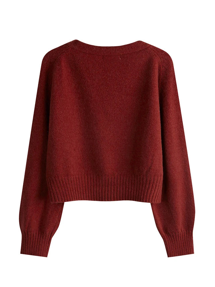 Skew Button Cardigan V-neck Sweater Women Knitted Long - Norellé