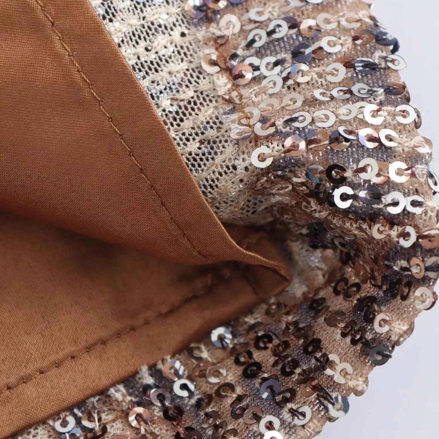 Women's Slim Fit Sequin Inlaid High Waisted Mini Skirt