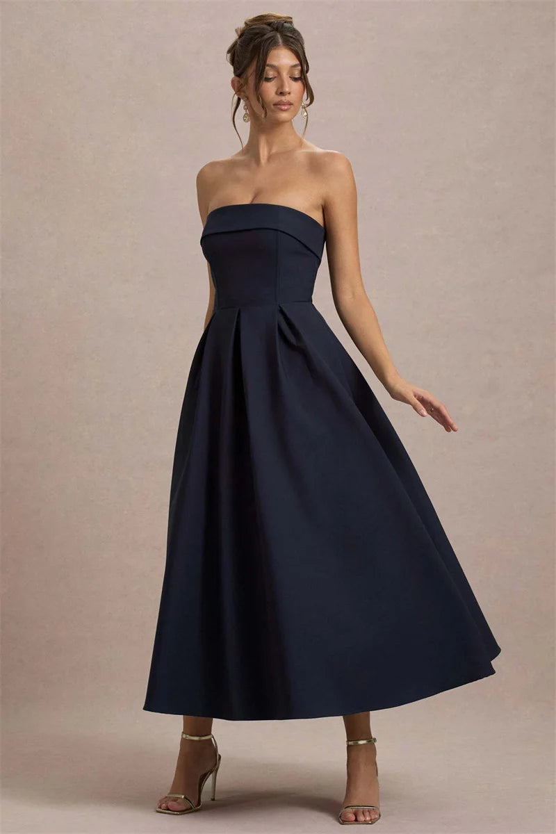 Off-shoulder Strapless Midi Dress Women