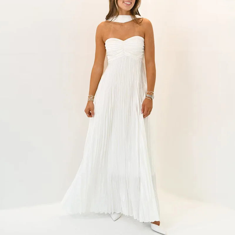 Scarf Off Shoulder High Waist Evening Dress