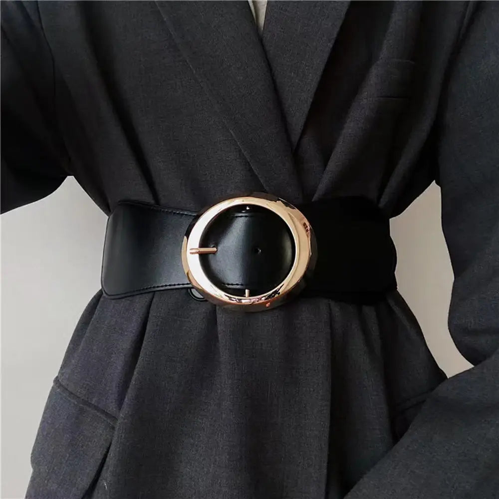 Simple Metal Pin Buckle Elastic Waist Belt