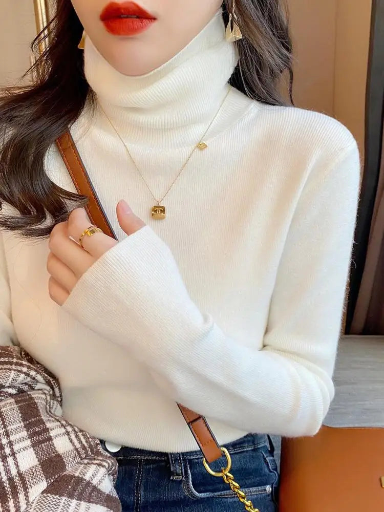Basic Slim soft solid color turtleneck Sweater - Norellé