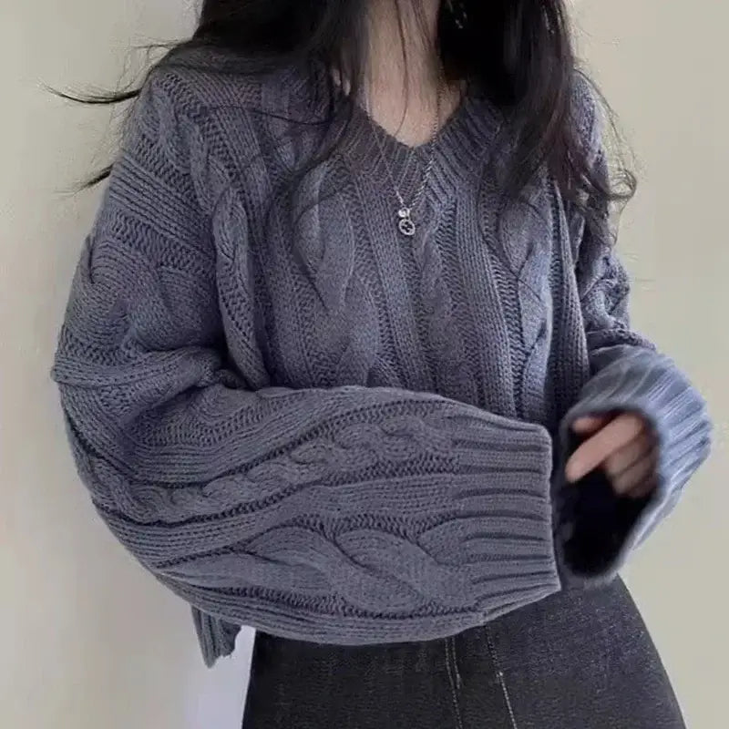 V-neck Short Sweater Casual