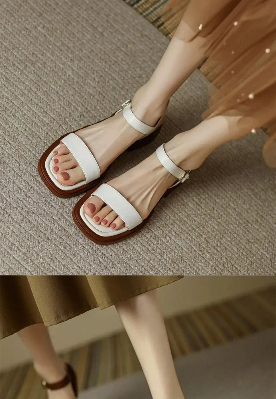 Flat Leather Sandals For Woman