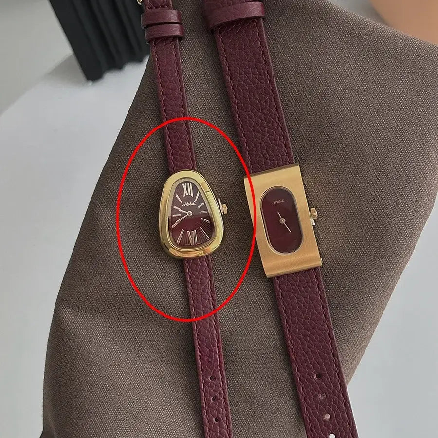 Genuine Leather Women’s Red Retro Watch