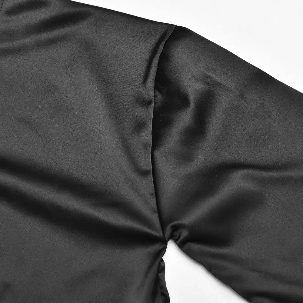 Lace Up Mini Skirt Set For Women V Neck Long Sleeve Button Top High Waist