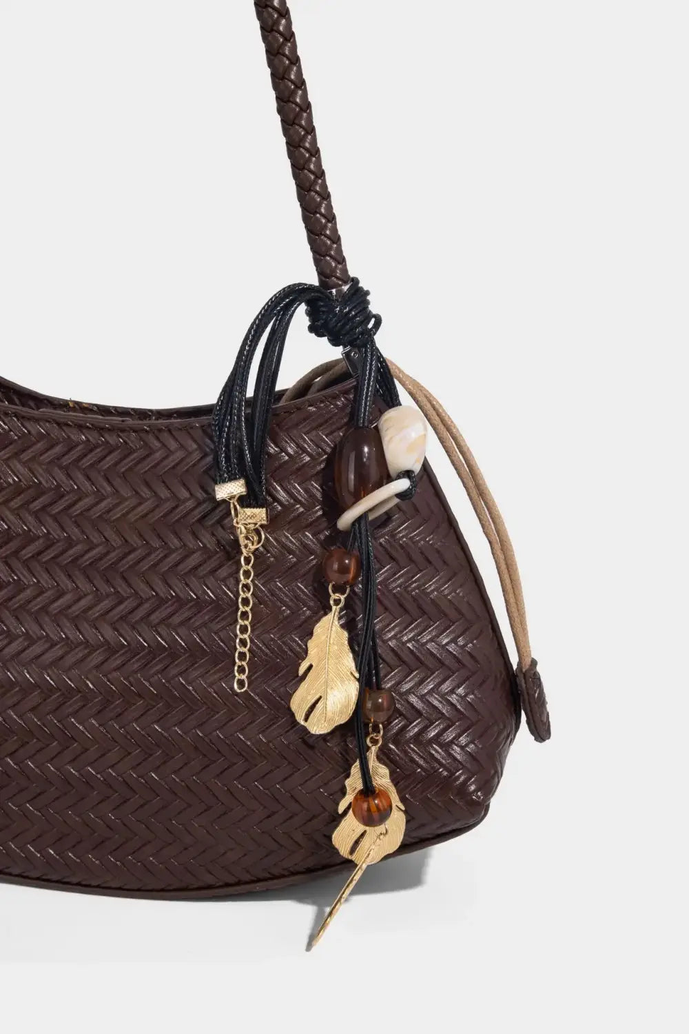 Handmade Weave PU Drawstring Tote Bags For Women