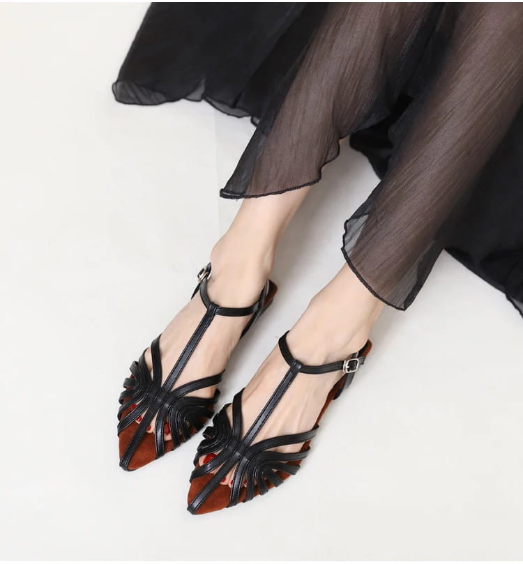 Knitted Low Heeled Roman Shoes For Women