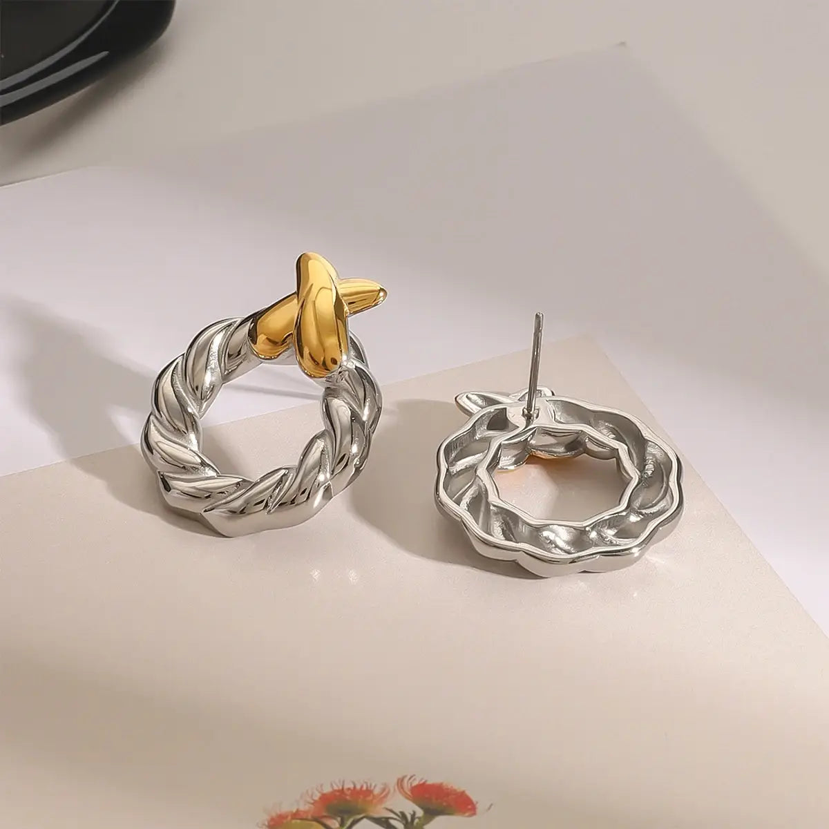 Fried Dough Twists Cross Earrings