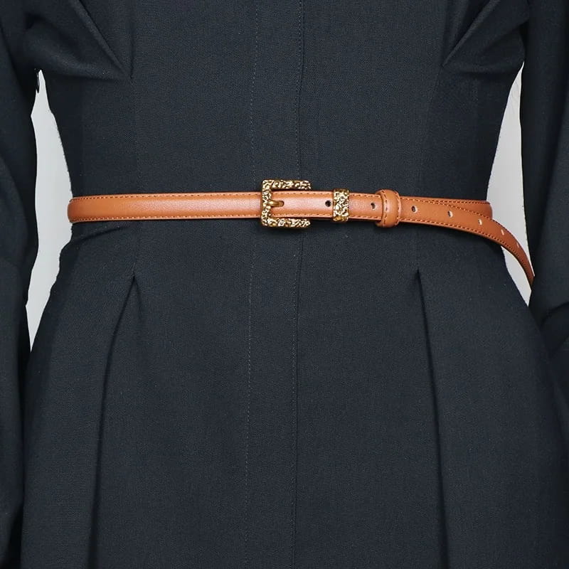 Retro Gold Women Belt Genuine Leather