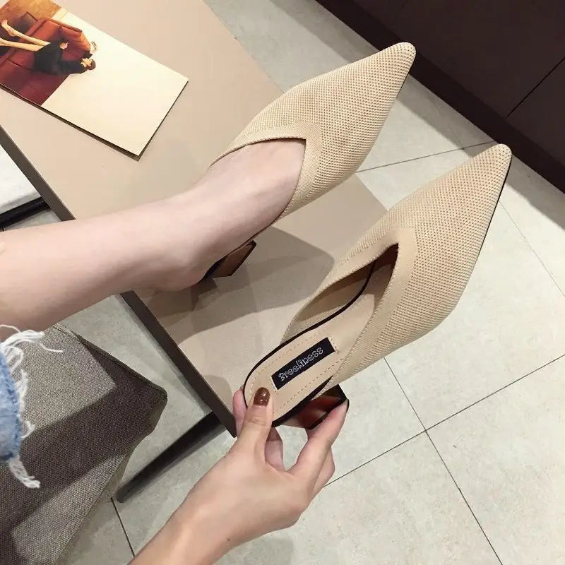 Pointed Toe With Heel Woman Slippers Shoes for Women