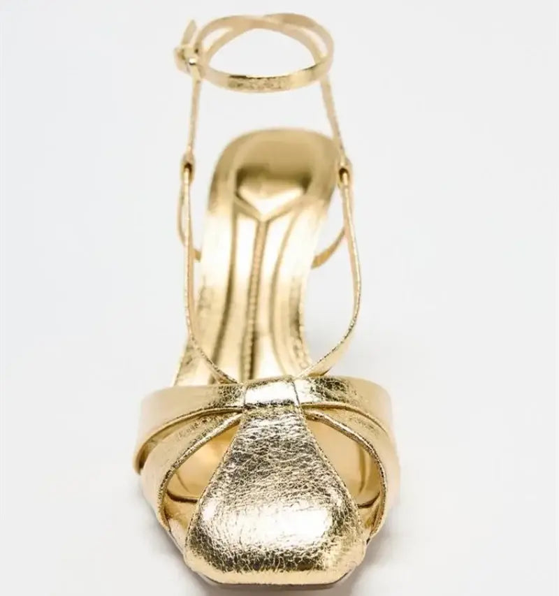 Gold Gladiator Heeled Sandals Women