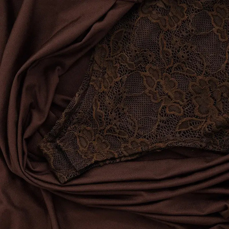 One Shoulder Lace See Through Maxi Dress Women