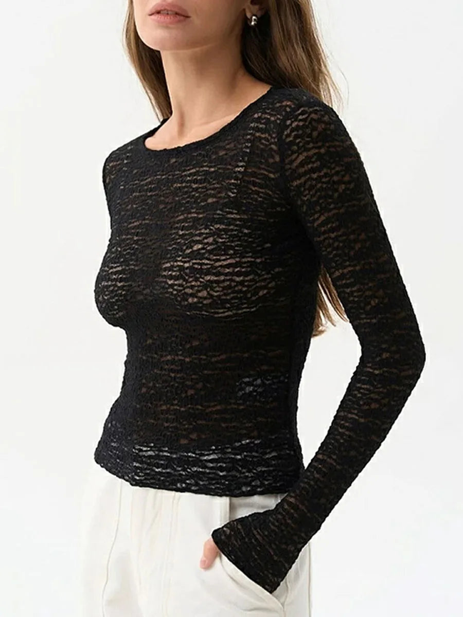 Womens Sheer Lace Top