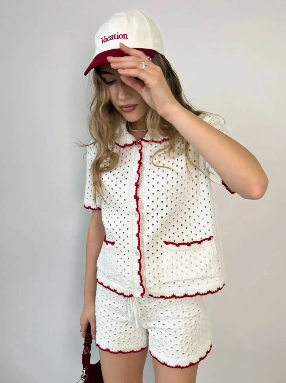 Knitted Suit Women’s Casual Short Sleeve T shirt Set