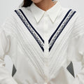 Women's Blouse Knitted Patchwork Striped Blouse Casual Fashion - Norellé