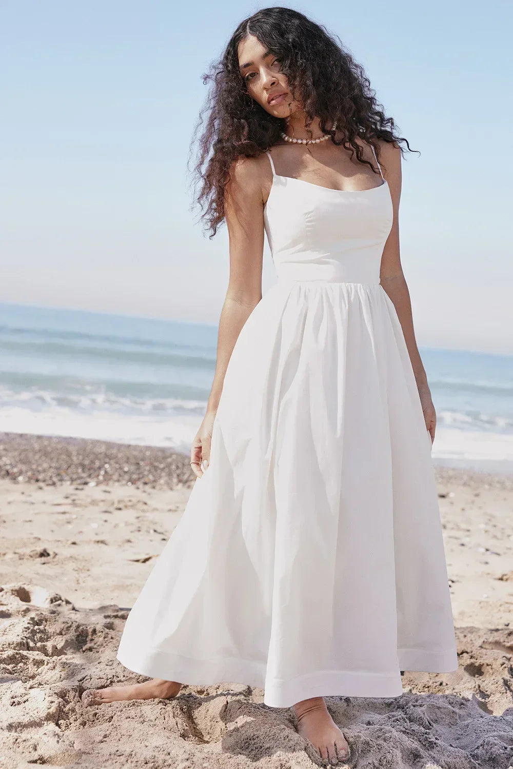 Women's Dresses Elegant and Pretty Midi White Vacation Dress - Norellé