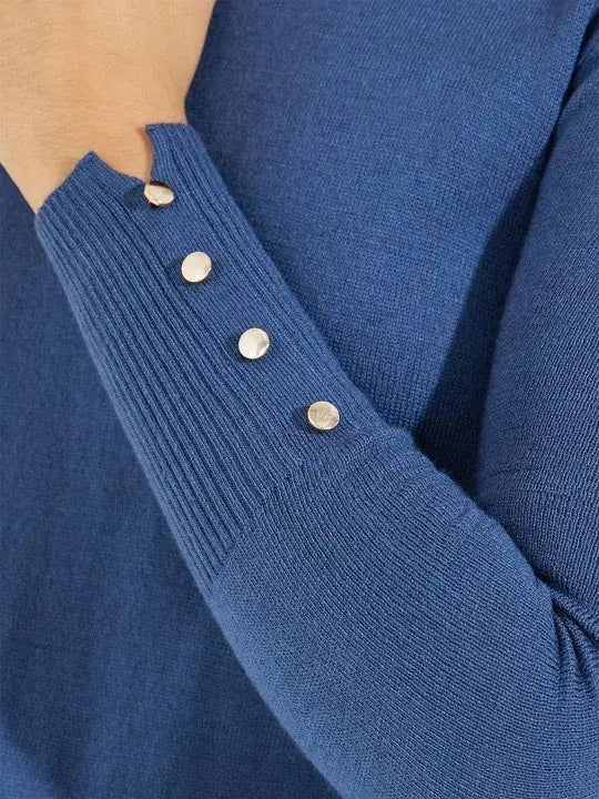 Women’s Cropped Basic Turtleneck Sweater Long Sleeves with Buttons