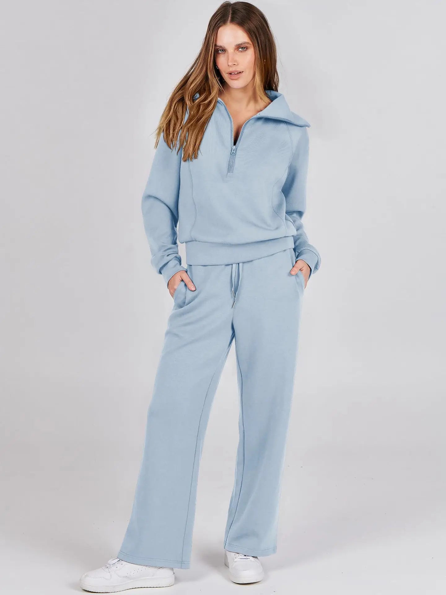 Casual 2-Piece Set Long Sleeve Sweatshirt Bell Bottoms Sports Suit