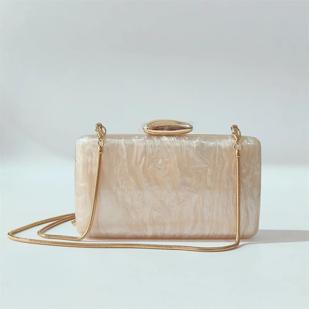 Marble Nude Handmade Textured Acrylic Evening Bag