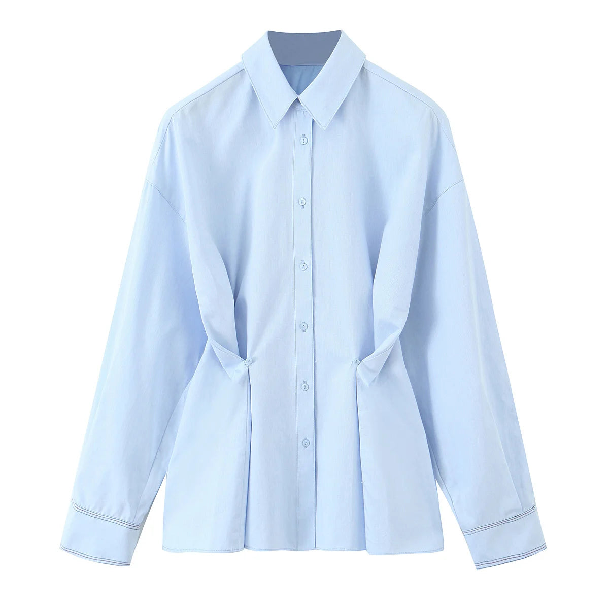 Women’s Casual Waist Button Up Long Sleeved Shirt