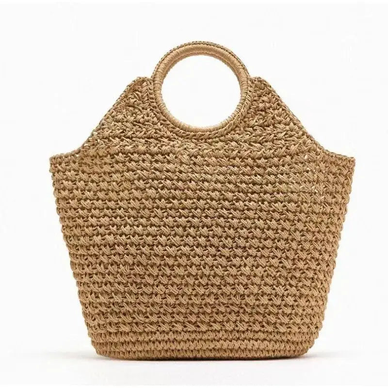 Natural Fiber Snap Clutch Bag