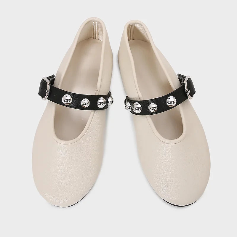Ballet Flats Buckle Strap Soft Leather