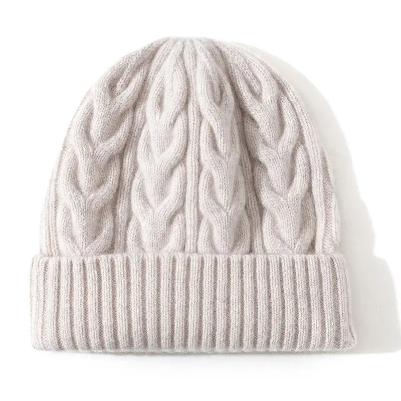 Pure Wool Cable Knit Beanies for Women