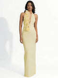 Mesh Rose Deep V Neck Maxi Dress For Women - Norellé