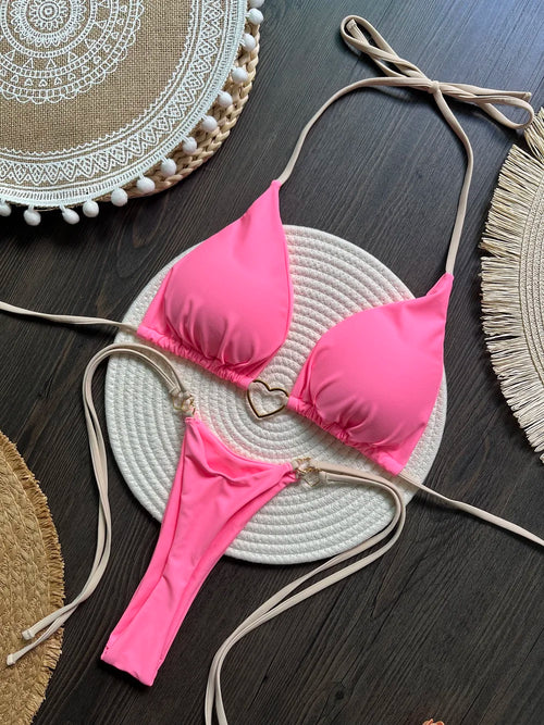 Halter Solid color Bikini Set Women's Swimsuit - Norellé