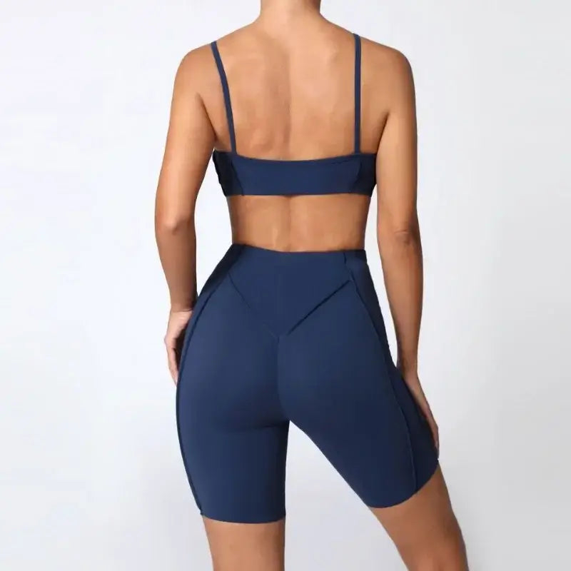 Seamless Yoga Sets Sports Fitness High Waist Hip-lifting Shapeing Leggings Backless Bra Suit