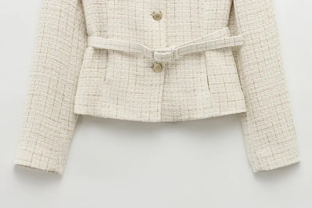 Women Tweed Single Breasted Elegant Jacket
