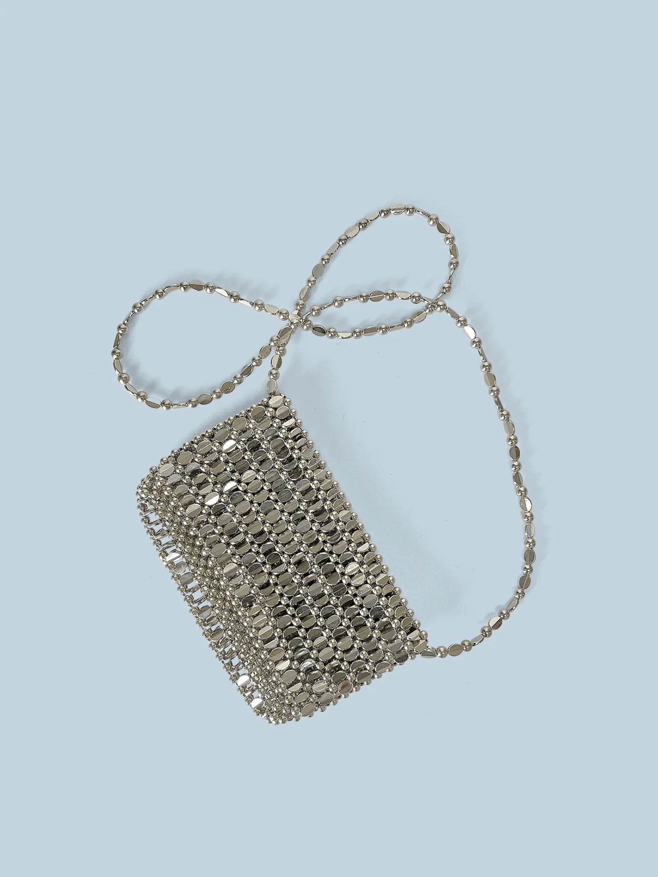 Summer Retro Silver Hollow Design Handmade Beaded Flip Phone Bag