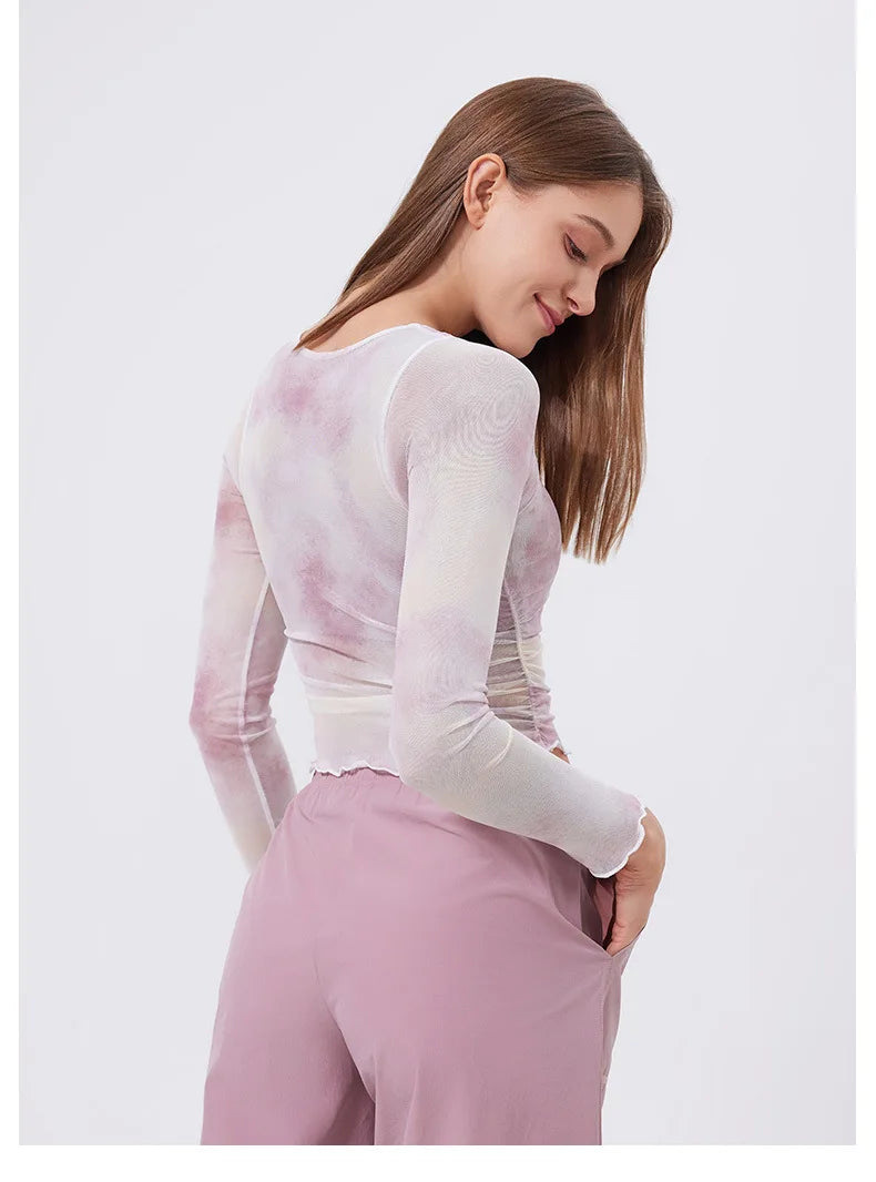 Women Long Sleeve With Chest Pad T-shirt Gym Workout Vest