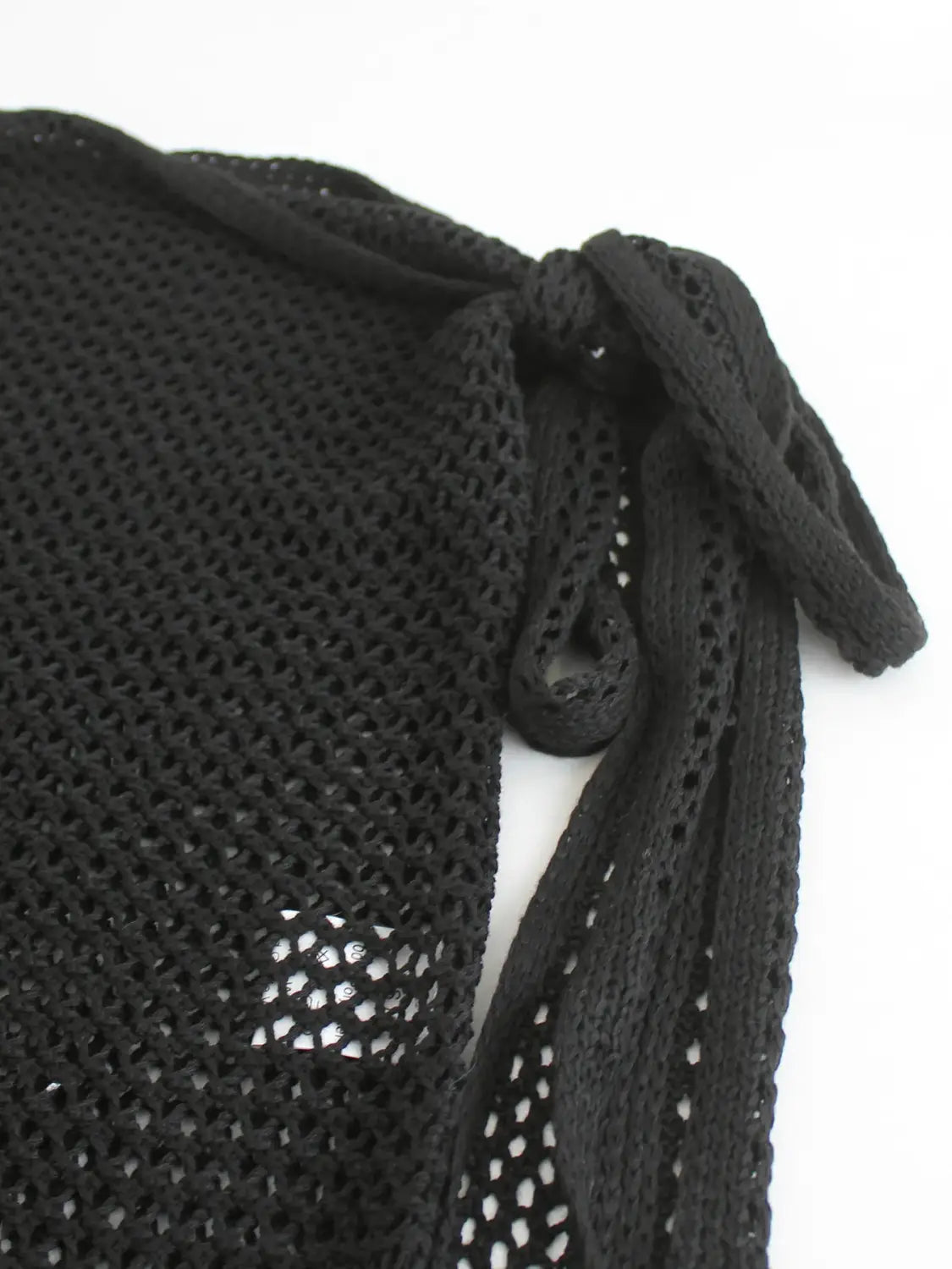 Women’s Knitted Short Skirt with Hollow Straps and Slit Beach Cover Up