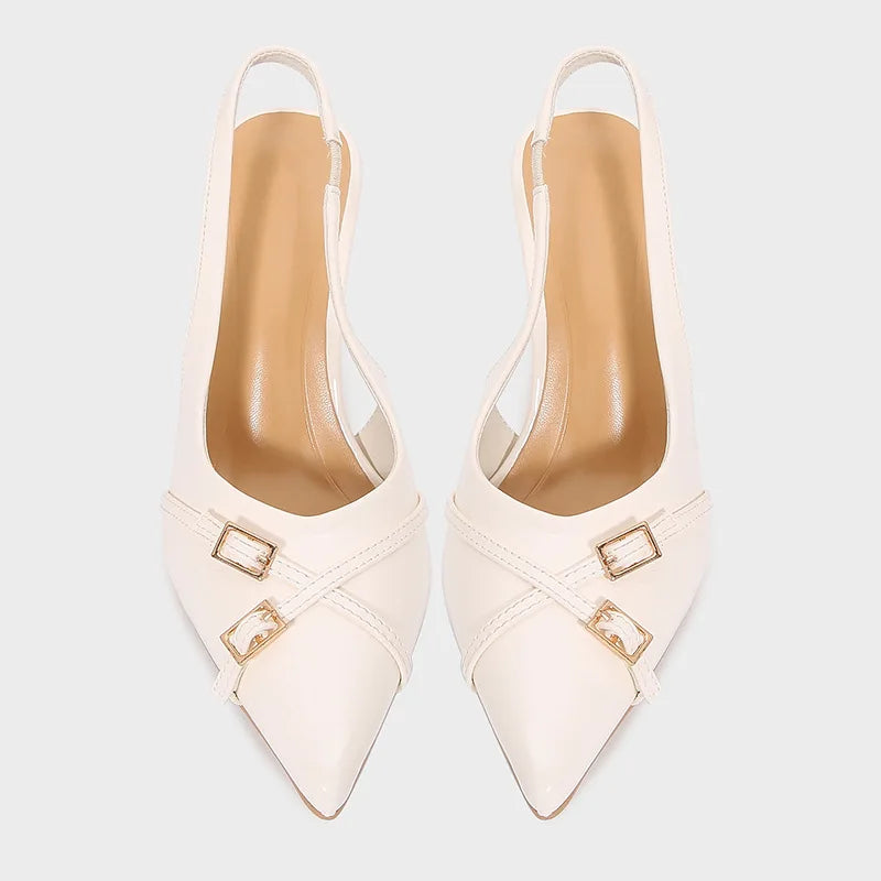 Black Cross Belt Buckle High Heels