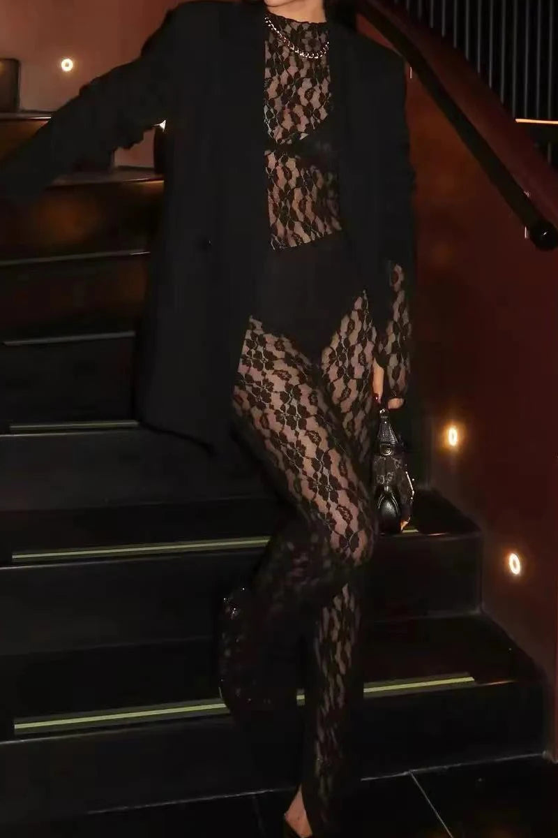 Slim-fit Lace Jumpsuit Tops & Pants Set
