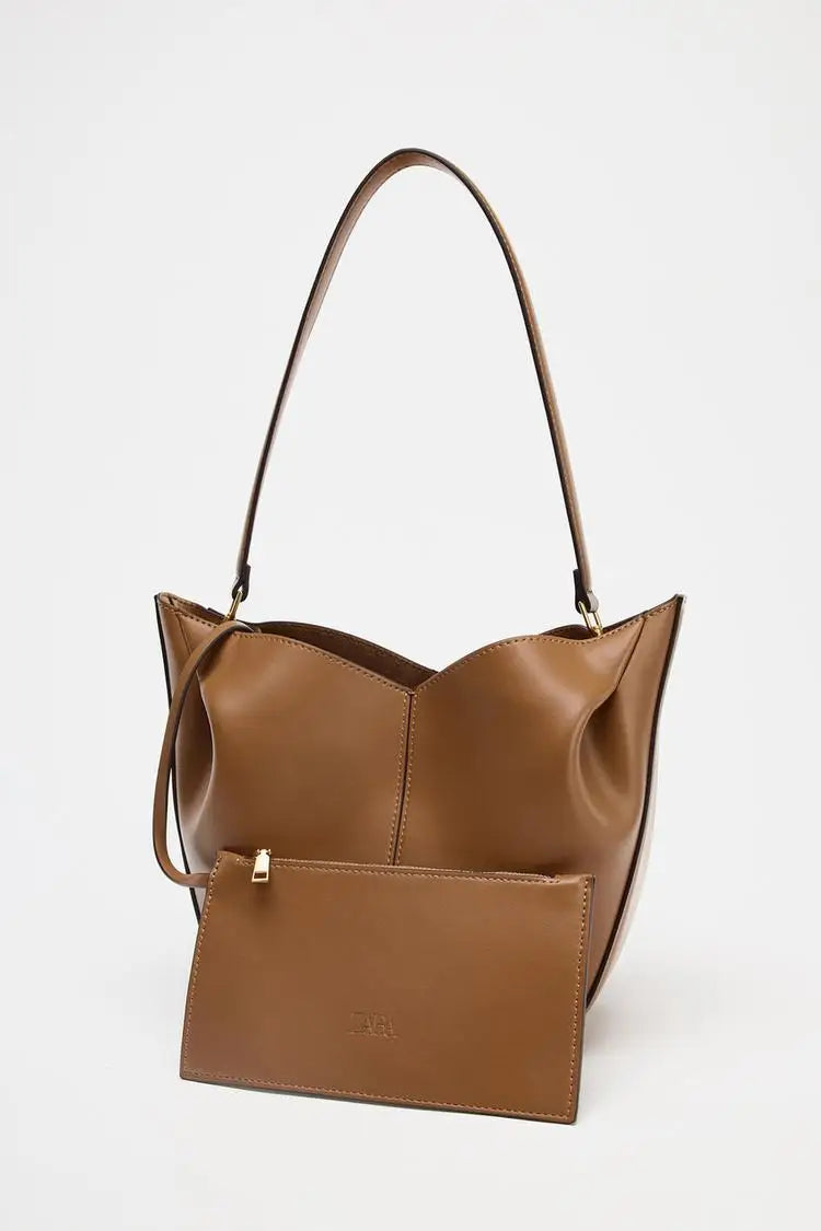 Fashionable Top Handle Bag Solid Color Simple Shoulder