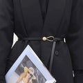 Gold Bronze Metal Buckle PU Leather Knotted Belt