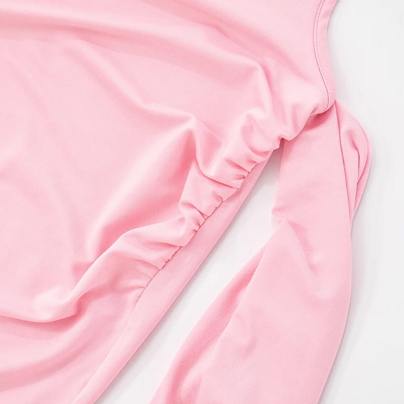 Slant Collar Single Shoulder Waisted Hollow Out Dress