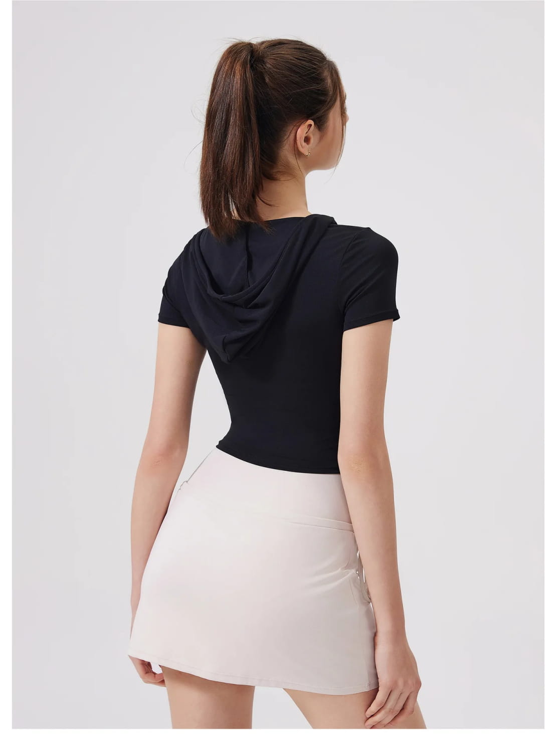 Women Yoga Half Sleeve Cool Feeling Solid Color Hoodie T-shirt