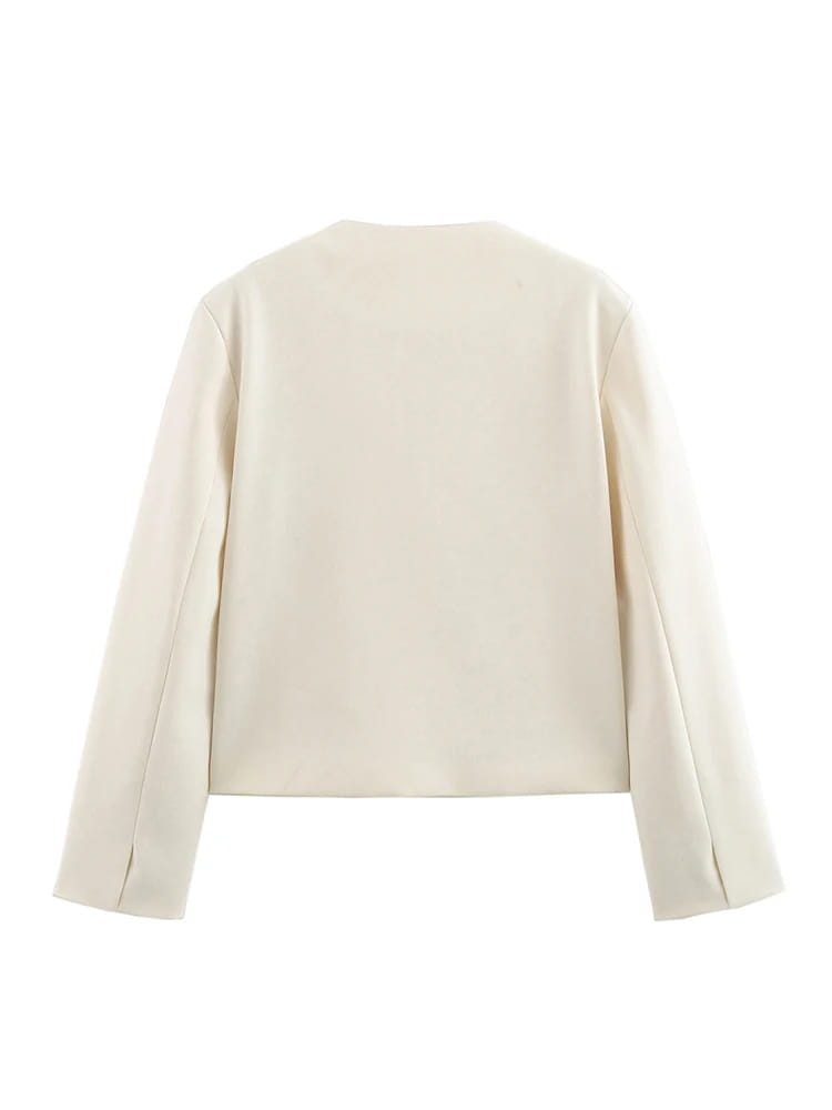 Vintage Women White Casual Blazer Jackets