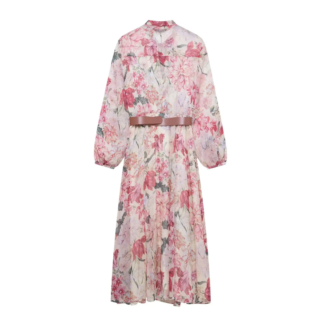 Women's Dress With Waistband and Floral Print