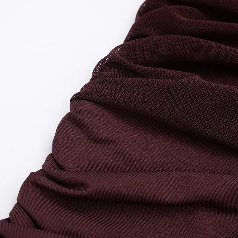 Inclined Shoulder Long Sleeve Mini Dress Women