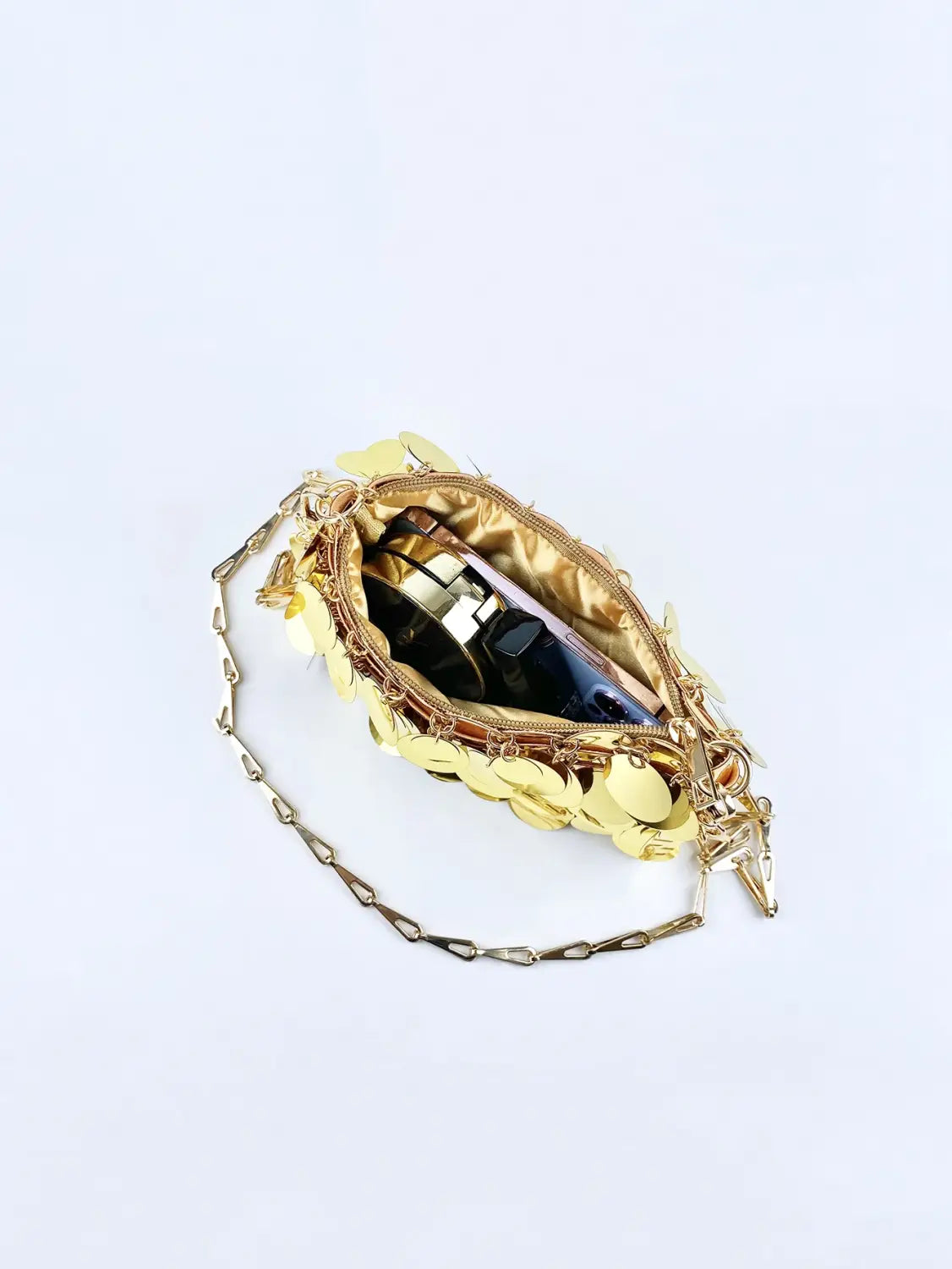 Trendy and Cool Gold Glitter Chain Bag