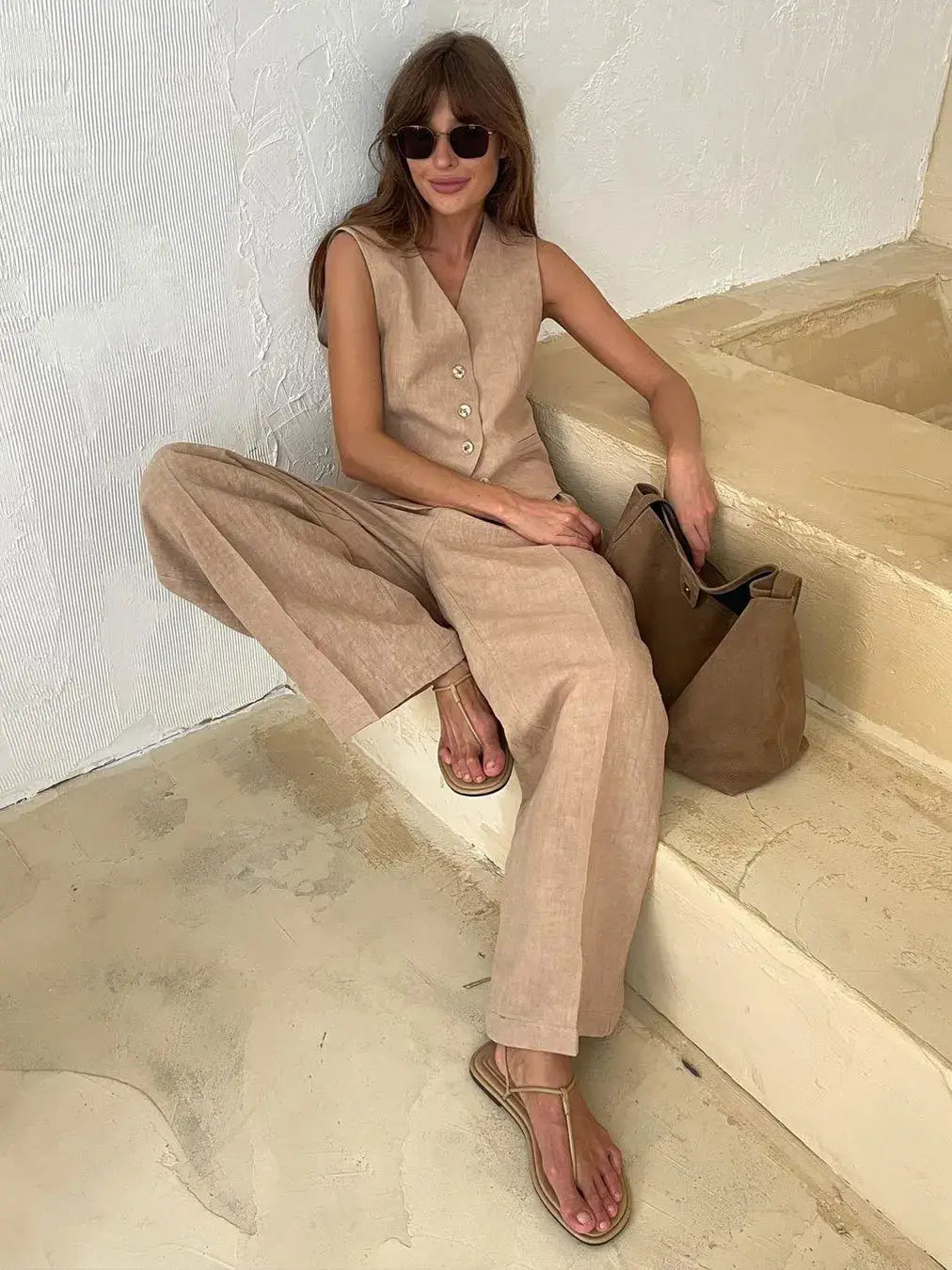 2 Piece-Set Fashion Women Wide Leg Trousers