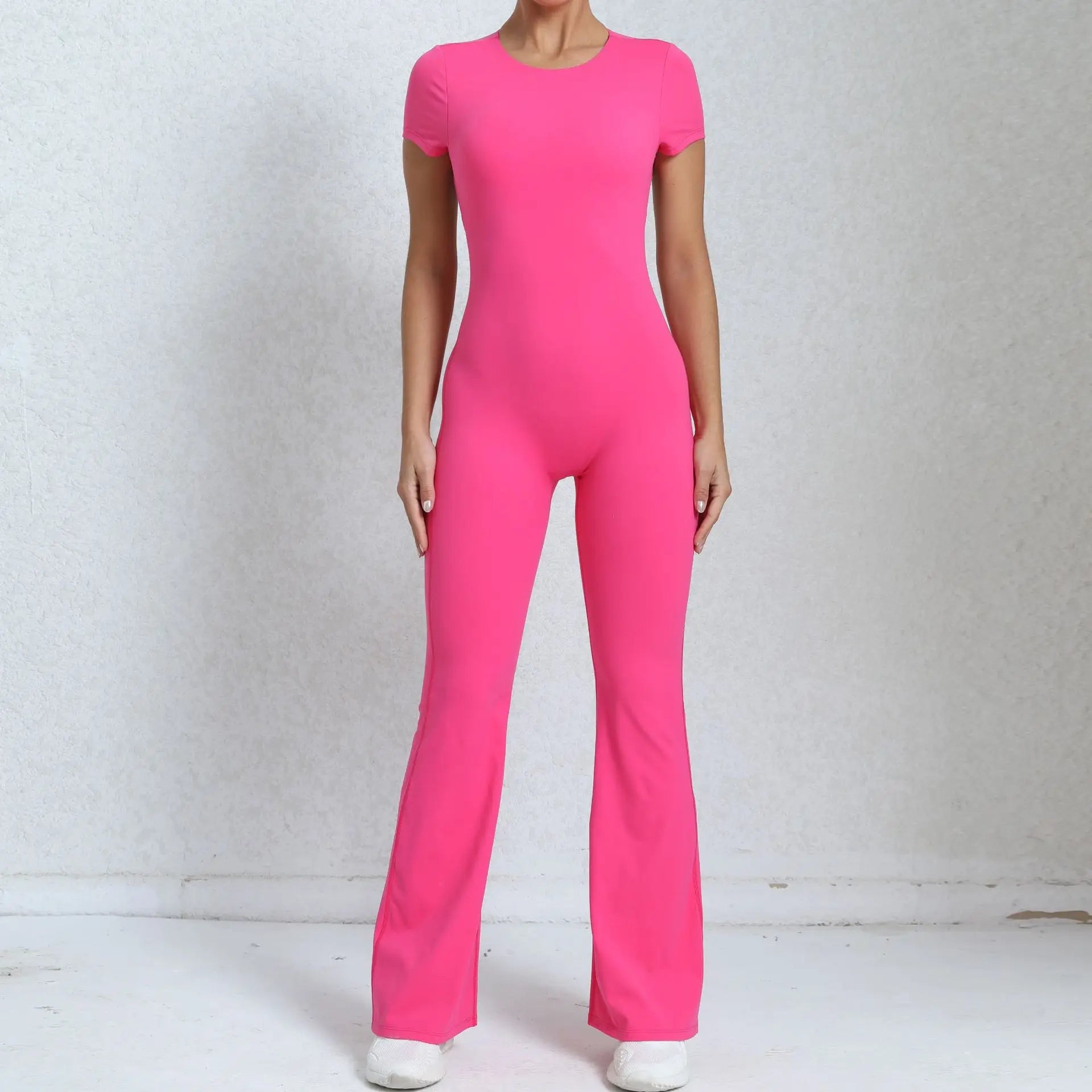 Women Sports Flared Pants Fitness Rompers Stretch Workout Bodysuits Jumpsuit