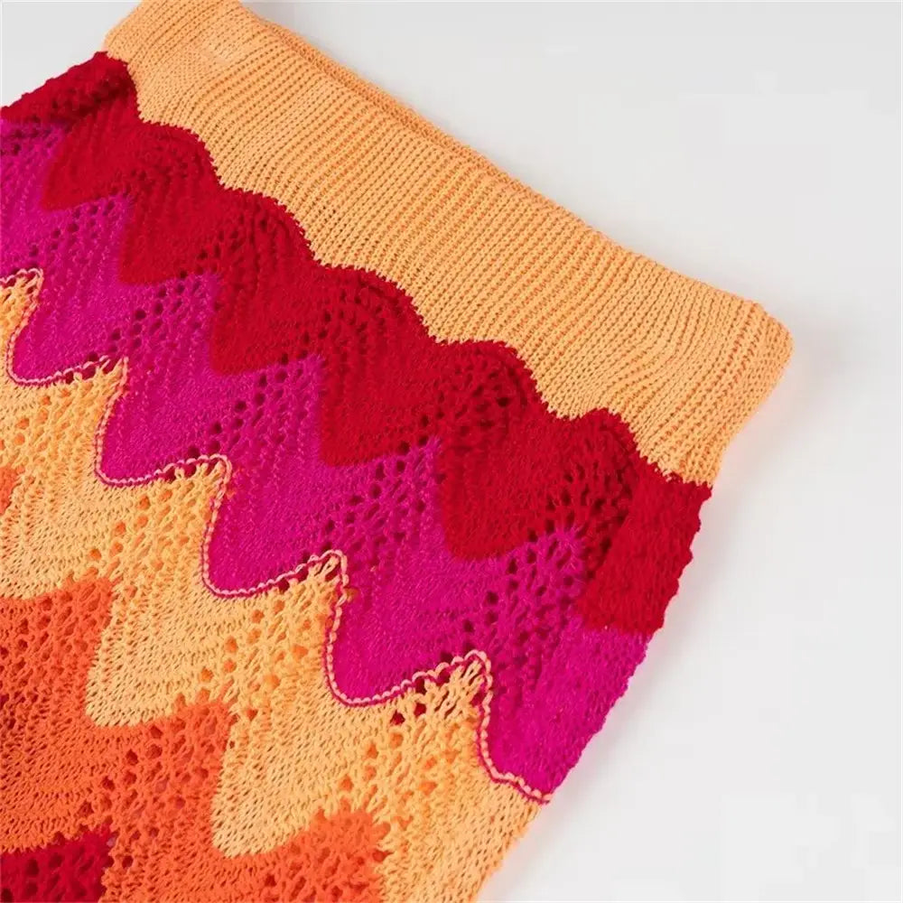 Women’s Western Style Knitted Top Half Skirt Set